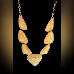 Yellow Opal Gold Tone Necklace 7 stones EUC Vintage